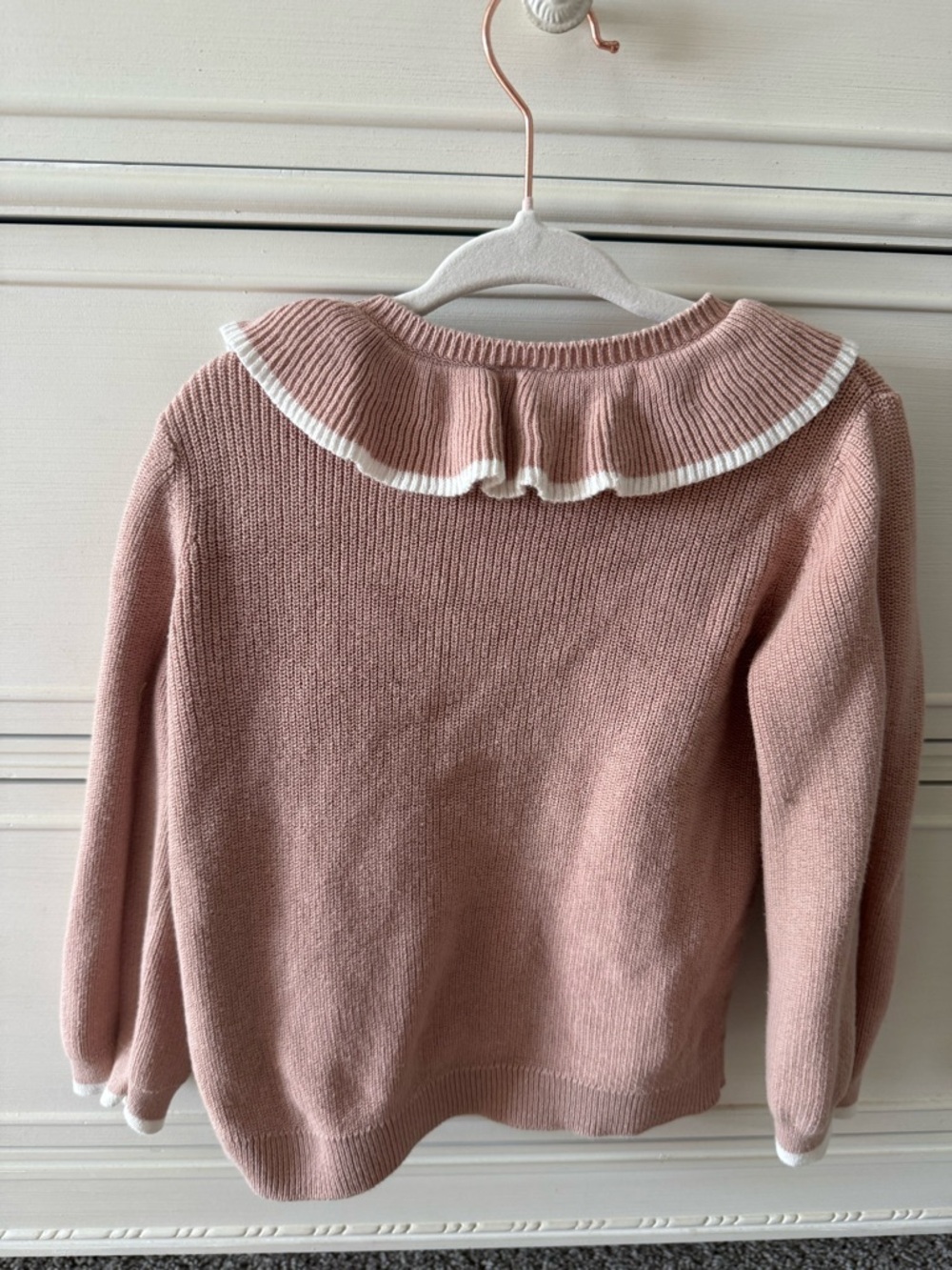 H&M Dusty Rose Ruffle-Trim Knit Cardigan - Picture 2 of 3